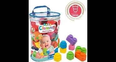 Clementoni 40x Soft Clemmy Stapelblokken - Baby Speelgoed Blokken - Zachte Speelblokken - Sensorisch Speelgoed voor 6 - 36 maanden