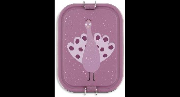 Trixie | Brooddoos Groot - Mrs. Peacock - RSV Lunchbox voor Kinderen - Makkelijk te openen - Broodtrommel - 2 vakken - Paars