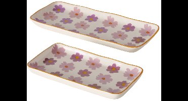 Set van 2 mooie keramieken dienbladen met bloemmotief