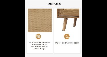 TV Meubel – Tv Kast – Lowboard – Tv Dressoir – Tv Meubel Licht Hout – 200 cm Breed – Massief Houten Poten