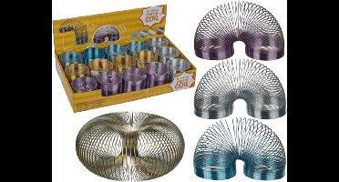 Out of the Blue metalen mini spiraal speelgoed 5,8 cm kleurrijk display.