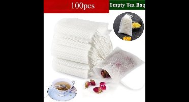 100-pack herbruikbare mousseline soepzakjes met trekkoord - kruidenfilterzakjes voor koken, bottenbouillon, Chinese geneeskunde, thee - keukenaccessoires - theefilter voor losse thee, 7x9cm theezakjes, wit