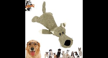 Interactief piepend hondenspeeltje om op te kauwen - Pluche speelgoed voor huisdieren - Scheurbestendig materiaal van gevlochten touw - Geschikt voor kleine, middelgrote en grote rassen - Wolf