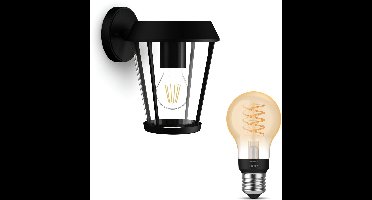 Philips Hue Sunera Wandlamp voor Buiten Down (Zwart) - Buitenlamp - E27 - Warmwit Licht - Hue White Filament