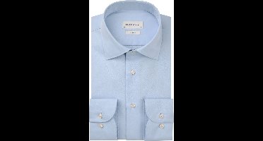 Profuomo slim fit heren overhemd - twill - lichtblauw - Strijkvrij - Boordmaat: 44