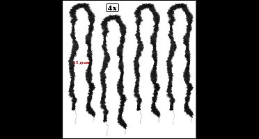 4x Marabou boa zwart 180cm 15gram - boa small - Thema feest party zomer festival Tropical feest