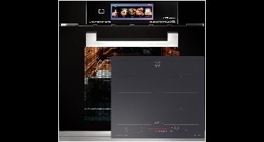 Inbouwoven - Kaiser - EH 6344 N - Inbouwoven 60 cm - Zwart glas- 79 l - Air fryer- TFT - automatische braadfunctie +Anti-Scratch / mat KCT 6110 FI inductiekookplaat met 5 QuickHeat inductiezones