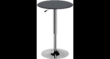 Bartafel – Bar Tafel – Statafel – Hoge Tafel – Bistrotafel – Verstelbare Hoogte – Zwart Kunstleer & Zilver Frame