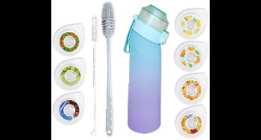 Geflavoured Waterfles 650ml - Sportdrinkfles met 7 Fruitgeur Capsules voor Smaaktoevoeging - Ideaal voor Outdoor Camping en Fitness - Herbruikbaar en Draagbaar Ontwerp