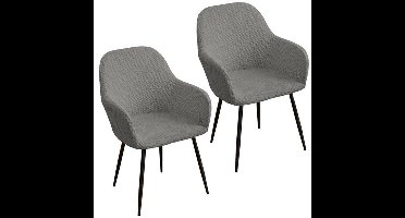 2 stuks stretch stoelhoezen met gebogen rugleuning, afneembare eetkamerstoelhoezen, wasbare bureaustoelhoezen, moderne decoratieve stoelhoezen voor kaptafels, eetkamers, kantoren en hotels, Grijs