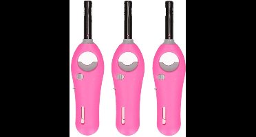 Gasaansteker - 3x - roze - 18,5 cm - aansteker met kinderslot