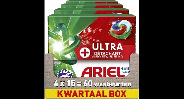 Ariel 4in1 Wasmiddel Pods + Ultra Vlekverwijdering - 4 x 15 Wasbeurten