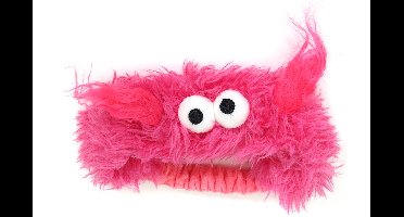 Haarband Flosje Pluche - met Ogen - Fuchsia - Foute Party - Neon - One Size
