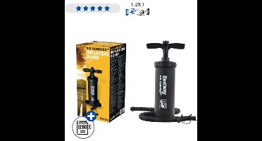 Bestway Handpomp 37 cm 62086 - Dubbelwerkende Luchtpomp Voor Luchtbed Zwemband En Opblaasbaar Speelgoed - Inclusief 3 Opzetstukken En Flexibele Slang Compact Reisformaat Met Ebook