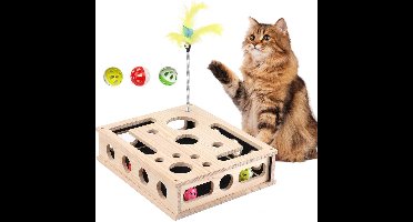 Houten-Maze-Kattenspeelgoed-Met-Nagelvijl-Krabpaal-Interactieve-Puzzel-Velcro-Vlinder-Behandelingsjachtbox-Voor-Binnenkatten