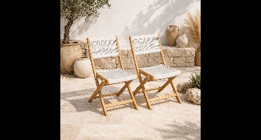 NO NAME – AWANA – Tuinset 2 stoelen – FSC acaciahout – Gevlochten touw