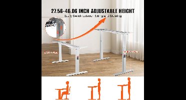 Bureauframe - Koudgewalst Koolstofstaal - Elektrisch Bureauframe - Compatibel Desktopformaat 100-180 cm - Verstelbaar 70-117 cm Hoogte en 95-158 cm - Silvier A1