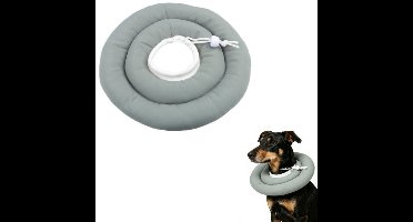 Groengrijze Zachte Elizabethaanse Kraag voor Huisdieren, L Maat 35cm Diameter, Opblaasbare Herstel Kraag na Operatie voor Honden en Katten, Beschermt tegen Likken van Wonden