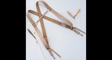 The Leather Rebel - Verstelbaar lederen camera harnas voor 2 camera's - Double strap - Camerariem - Comfortabel - Quick release - Unisex - Metalen haak met 1/4" cameraschoef - Vintage beige - Maat S