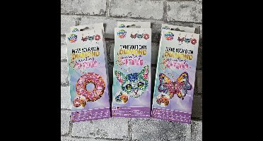 Diamond painting sleutelhanger Bundel set van 3 :kat, donut, vlinder