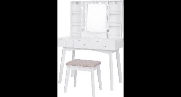 ApexArte® Make Up Tafel met Spiegel - Kaptafel - Voor Vrouwen & Meisjes - Wit