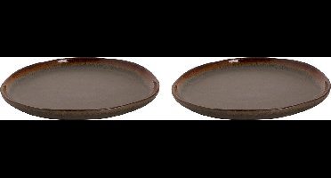 Palmer - David Mucky - Bord - 2 stuks - ø 22 cm - Bruin - Stoneware - Bordenset