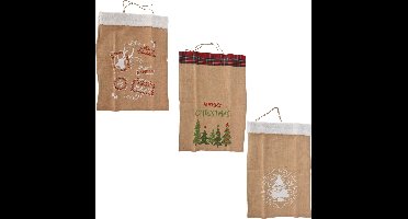 Kerstzak - Set van 3 stuks -70 cm Cadeau zak met Kerstmotieven - Kerstmanzak - Kerstdecoratiezak van Jute - kerst