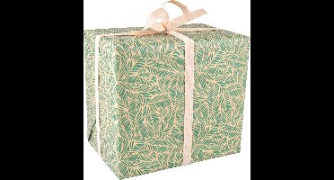 Cadeaupapier 50cm 100m 65gr bruin kraft Leaves green