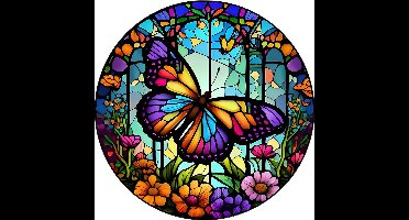 oCreon 5D DIY Glas in Lood Vlinder Diamond Painting Kit 30x30 cm – Volledige Set voor Volwassenen