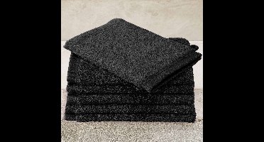 De Witte Lietaer Washandjes Contessa, Black - 16 x 21 cm - 6 stuks - Katoen