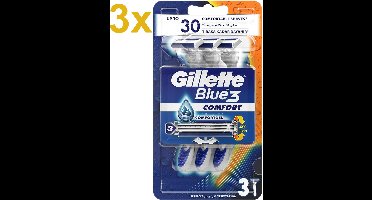 Gillette - Blue3 - Wegwerpscheermesjes met Comfort Gel - 9 Stuks - Voordeelverpakking