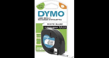Labeltape Dymo Letratag 91201 plastic 12mm zwart op wit