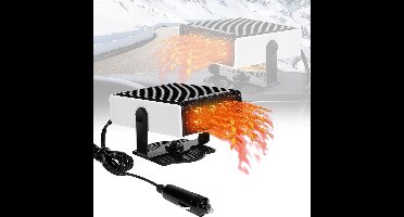 ApexArte® Auto Verwarming Ventilator - Auto Kachel 12 Volt - Heater - Ontdooier - 360 Graden Rotatie - Zwart met Wit