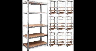 Monzana Stellingkast - Set van 10 Metaal 180x90x40cm 875kg - Zilver
