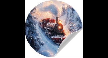 WallCircle® - Behangcirkel 30x30 cm - Muurstickers Kersttrein - Sneeuw - Winter - Kerst - Muurcirkel woonkamer - Wandcirkel - Kamer decoratie zelfklevend - Muurdecoratie - Kerstdecoratie voor binnen - Kerstversiering - Kerstmis versiering