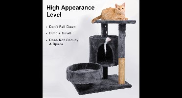 LiMa® - Kattenboom - Krabpaal - Grot/Huis - Afmeting H 53 B 50 D 33 cm - Kleur donkergrijs -Kattenspeelgoed