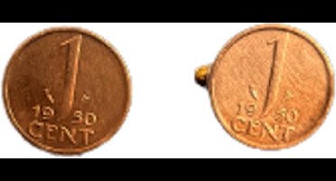 Originele gulden cent manchetknopen - jaar 1950