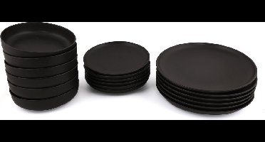 Asir - Dinerset - 18-delig – mat zwart – 27 x 27 x 2,5 cm