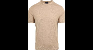 Suitable Knitted T-shirt Beige - Maat M - Heren - Casual T-shirts