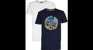 Petrol Industries Jongens T-shirt 2-Pack - Jongenskleding Multipack van 2 stuks - Kinderen - Kinderkleding - Ronde Hals - Print - Katoen - Korte Mouwen - - Maat 128