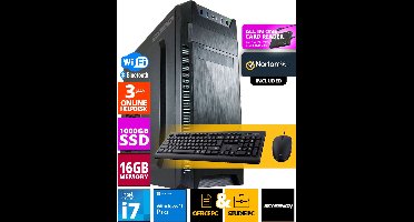 Intel Budget Office PC SET - Office PC + Muis + Toetsenbord - Inclusief Norton 360 & USB SD Card Reader + WiFi & Bluetooth