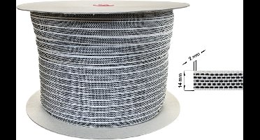 Selve Optrekband 14 mm zwart/wit, 500 meter - Rolluik Bandopwinder - Rolluik Bandoproller