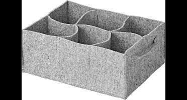 ProPlus Bekerhouder vilt - Grijs - Voor 6 mokken of glazen - Met handvatten - 29 x 20,5 x 11,5 cm