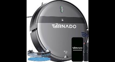 Tornado® G20: Robotstofzuiger met Dweilfunctie, Automatisch opladen - Robotstofzuiger met app - Perfect voor Huisdieren - Zwart