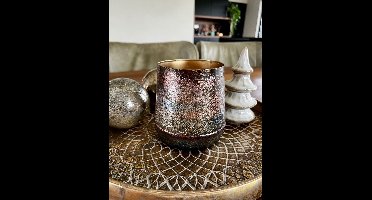 Grote metalen kaarshouder kerstboom- Paars/Metallic