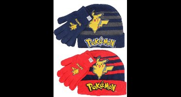 Pokemon muts met handschoenen - voor kinderen Blauw