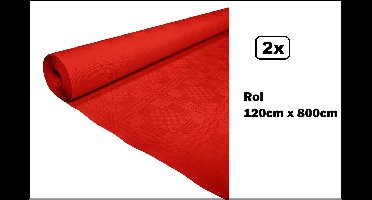 2x Tafelrol tafelkleed rood 120cm x 800cm papier - totaal 16 meter - Diner food festival eten fun thema feest party