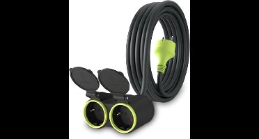 5m verlengkabel met 2 Schuko stopcontacten voor buitengebruik