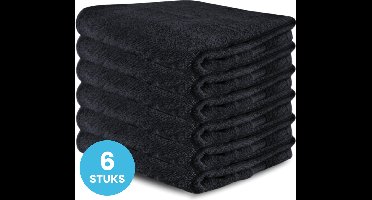 Funnies Handdoeken 6 Stuks Zwart - Set van 6 Luxe Badhanddoeken - 70 x 140 cm - Hoogwaardig 100% Katoen - 500 gram/m² Dikke, Zachte en Sneldrogende Handdoek - Ideaal voor Badkamer, Sport, Sauna, Zwembad en Vakantie