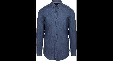 Suitable Overhemd Washed Donkerblauw - Maat M - Heren - Casual Shirt